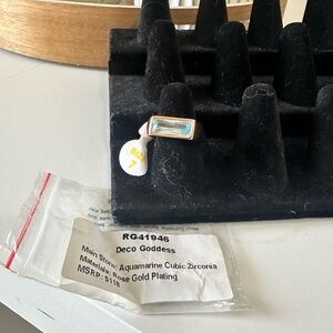 Deco Goddess Aquamarine Ring in Rose Gold